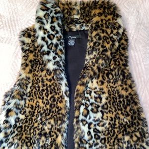 Leopard Print Faux Fur Vest